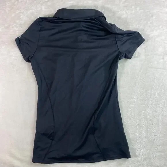 Under Armour Women’s HeatGear Golf‎ Polo Black Medium R Flag Logo Stretch - Picture 6 of 7